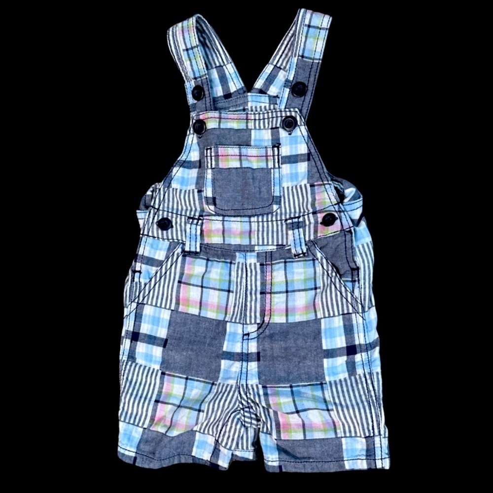 BOYS GYMBOREE OVERALLS WITH BUTTON SNAPS AT BOTTOM 6-12 MOS NWOT PLAID